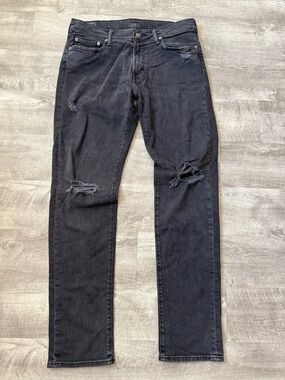 Men's Abercrombie and Fitch Slim Fit Black Ripped Jeans